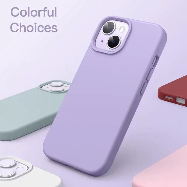 Alt view image 6 of 6 - JETech Silicone Case for iPhone 14 Plus 6.7-Inch, Silky-Soft Touch Full-Body Protective Phone Case, Shockproof Cover with Microfiber Lining (Light Purple)