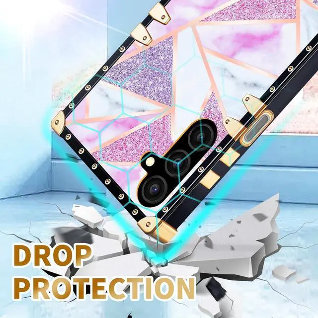 Alt view image 6 of 6 - Loheckle for Samsung Galaxy A15 5G Phone Case with Ring Stand Holder and Lanyard for Samsung A15 5G Case for Women Girls Teens Designer Cute Stylish Aesthetics Luxury, Marble Pk