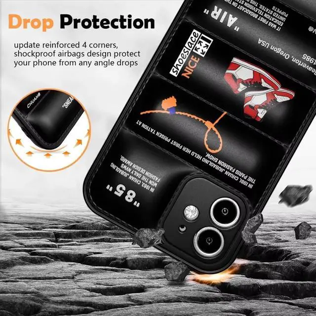 Alt view image 5 of 7 - Cool Aesthetic Phone Case for iPhone 11 Case for Boys Men Drop-Resistant Lens Protection Red Basketball Sneaker Street Design Shockproof Designer Cases Compatible with iPhone 11 Case Black