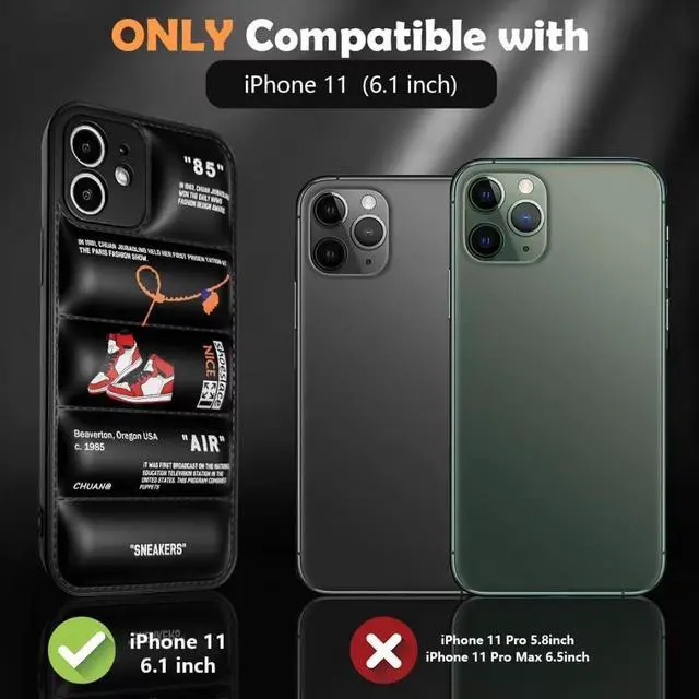 Alt view image 7 of 7 - Cool Aesthetic Phone Case for iPhone 11 Case for Boys Men Drop-Resistant Lens Protection Red Basketball Sneaker Street Design Shockproof Designer Cases Compatible with iPhone 11 Case Black