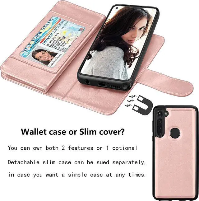 Alt view image 4 of 7 - NJJEX Compatible for Mototola G Stylus 2020 Case/Moto G Stylus Wallet Case 2020, [9 Card Slots] PU Leather ID Credit Holder Folio Flip [Detachable] Kickstand Magnetic Phone Cover & Lanyard -Rose Gold
