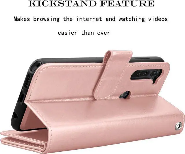 Alt view image 5 of 7 - NJJEX Compatible for Mototola G Stylus 2020 Case/Moto G Stylus Wallet Case 2020, [9 Card Slots] PU Leather ID Credit Holder Folio Flip [Detachable] Kickstand Magnetic Phone Cover & Lanyard -Rose Gold