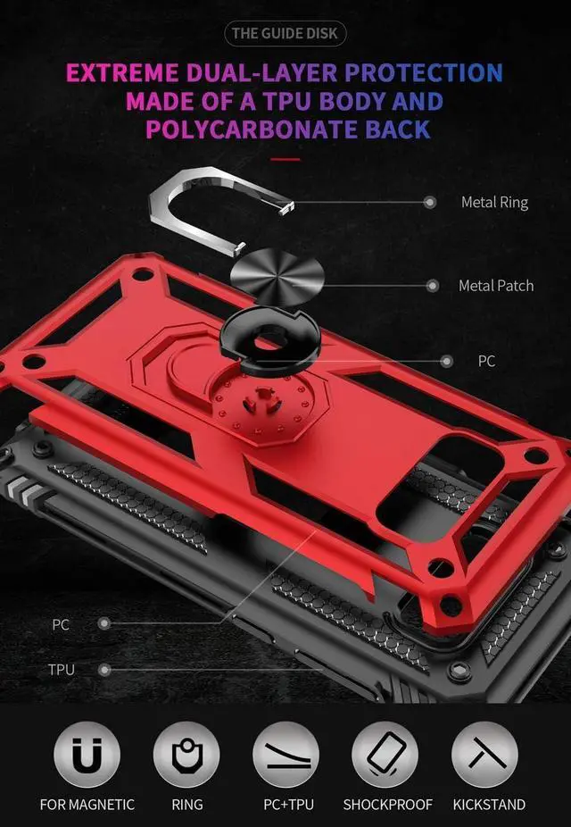 Alt view image 7 of 7 - Military Grade Drop Impact Case for Samsung Galaxy S8 Plus (S8+) 6.2 inch 360 Metal Rotating Ring Kickstand Holder with Built-in Magnetic Car Mount (Black)