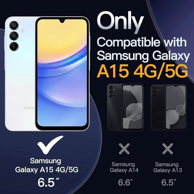 Alt view image 2 of 6 - JETech 3 in 1 Case for Samsung Galaxy A15 5G / 4G 6.5-Inch, with 2-Pack Screen Protector, Tempered Glass Film, Shockproof Bumper Phone Protective Cover Clear Back (Clear)
