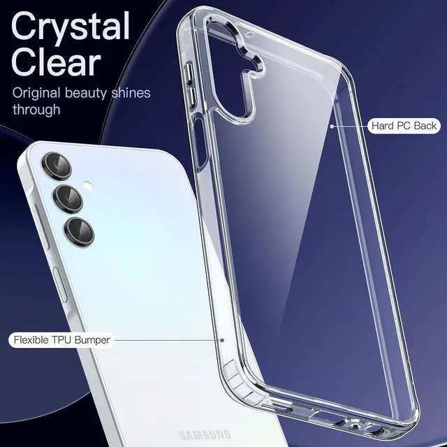 Alt view image 5 of 6 - JETech 3 in 1 Case for Samsung Galaxy A15 5G / 4G 6.5-Inch, with 2-Pack Screen Protector, Tempered Glass Film, Shockproof Bumper Phone Protective Cover Clear Back (Clear)