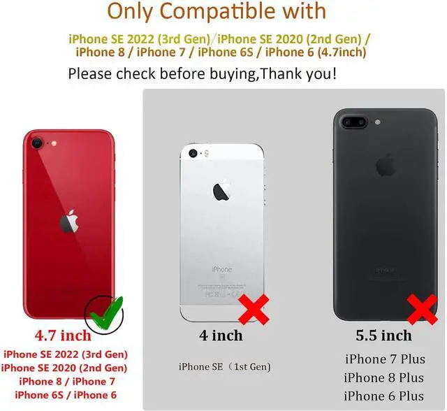 Alt view image 7 of 7 - for iPhone SE 2022/SE 2020 Case,for iPhone 6/6S/7/8 Wallet Case,Butterfly Floral Embossed,Wrist Strap,Card Holder Slots,Stand Leather Protective Flip Cover (Rose Gold)