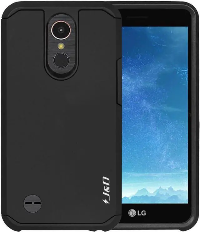 Alt view image 3 of 7 - J&D Heavy Duty Dual Layer Hybrid Shockproof Protective Rugged Bumper Case for LG K20 V, K20 Plus, Harmony, K10 2017, V5, Grace - Black