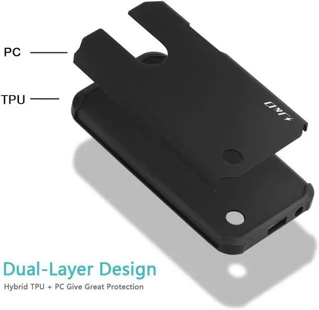 Alt view image 5 of 7 - J&D Heavy Duty Dual Layer Hybrid Shockproof Protective Rugged Bumper Case for LG K20 V, K20 Plus, Harmony, K10 2017, V5, Grace - Black