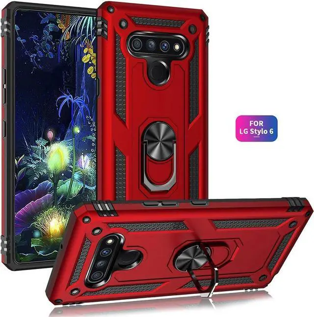 Alt view image 2 of 7 - Military Grade Drop Impact for LG Stylo 6 Case 360 Metal Rotating Ring Kickstand Holder Magnetic Car Mount Armor Heavy Duty Shockproof Case for LG Stylo 6 Phone Case (Blue)