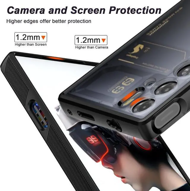 Alt view image 2 of 7 - Foluu Slim Fit Case for ZTE Nubia Red Magic 9 Pro/9S Pro, Translucent Matte Hard PC Back & Soft TPU Bumper Protective Shockproof Case - Black