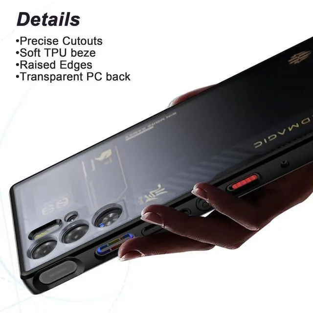 Alt view image 3 of 7 - Foluu Slim Fit Case for ZTE Nubia Red Magic 9 Pro/9S Pro, Translucent Matte Hard PC Back & Soft TPU Bumper Protective Shockproof Case - Black