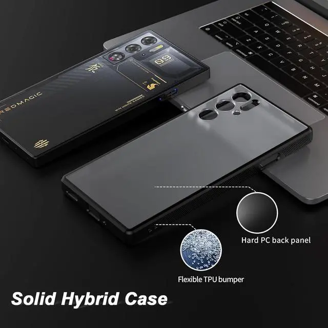 Alt view image 4 of 7 - Foluu Slim Fit Case for ZTE Nubia Red Magic 9 Pro/9S Pro, Translucent Matte Hard PC Back & Soft TPU Bumper Protective Shockproof Case - Black