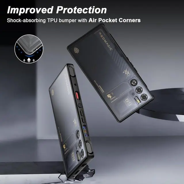 Alt view image 5 of 7 - Foluu Slim Fit Case for ZTE Nubia Red Magic 9 Pro/9S Pro, Translucent Matte Hard PC Back & Soft TPU Bumper Protective Shockproof Case - Black