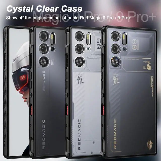 Alt view image 6 of 7 - Foluu Slim Fit Case for ZTE Nubia Red Magic 9 Pro/9S Pro, Translucent Matte Hard PC Back & Soft TPU Bumper Protective Shockproof Case - Black