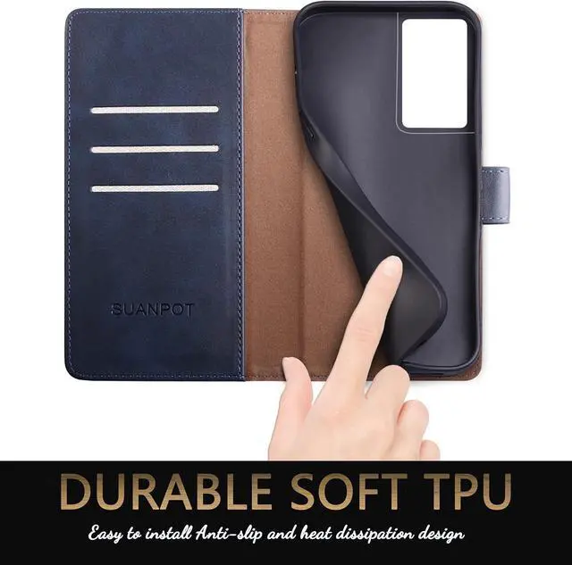 Alt view image 6 of 7 - SUANPOT for Samsung Galaxy S21 Ultra 6.8" with RFID Blocking Leather Wallet case Credit Card Holder,Flip Folio Book Phone case Shockproof Cover Women Men for Samsung S21 Ultra case Wallet Blue