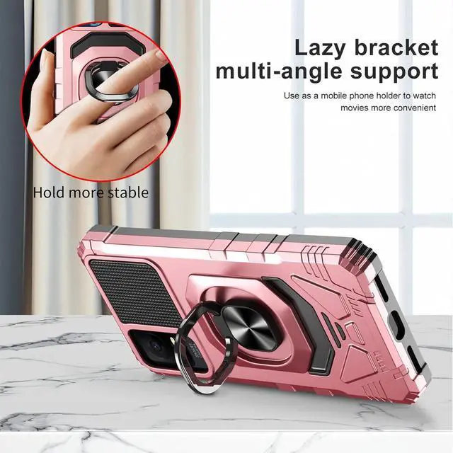 Alt view image 2 of 6 - Ailiber for TCL ION V Case, TCL ION X/TCL T607DL Case with Screen Protector, Ring Kickstand for Magnetic Car Mount, Military Grade, Heavy Duty Shockproof Protective Phone Cover for TCL IONX -Rose Gold