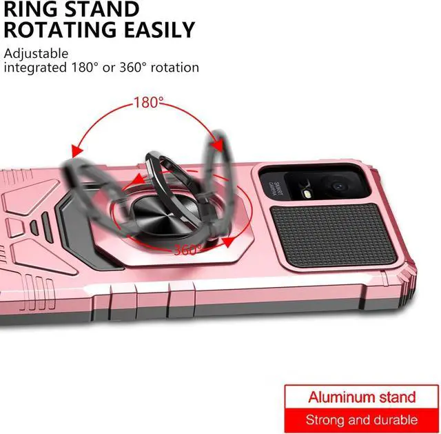 Alt view image 4 of 6 - Ailiber for TCL ION V Case, TCL ION X/TCL T607DL Case with Screen Protector, Ring Kickstand for Magnetic Car Mount, Military Grade, Heavy Duty Shockproof Protective Phone Cover for TCL IONX -Rose Gold
