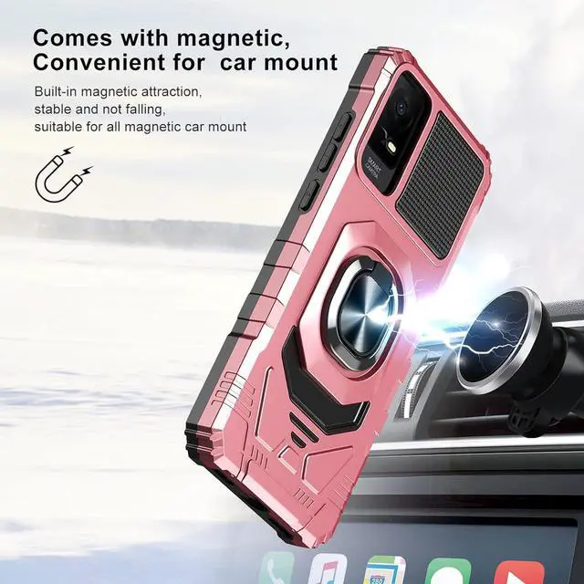 Alt view image 6 of 6 - Ailiber for TCL ION V Case, TCL ION X/TCL T607DL Case with Screen Protector, Ring Kickstand for Magnetic Car Mount, Military Grade, Heavy Duty Shockproof Protective Phone Cover for TCL IONX -Rose Gold