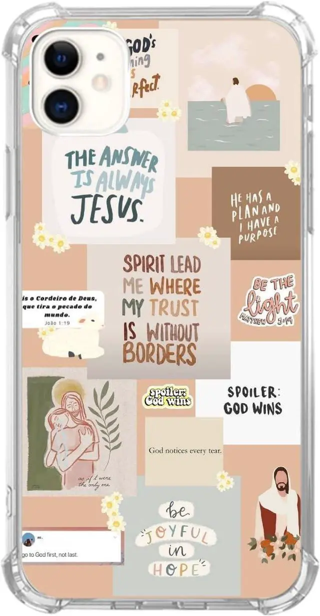 Main image of Christian Quotes Collage Phone Case Compatible with iPhone 11, Christian God Case for Girl Women Men, Silicone Shockproof TPU Bumper Protective Cover Case for iPhone 11