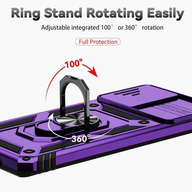 Alt view image 6 of 7 - for Samsung Galaxy S20 Plus Case with Camera Lens Cover HD Screen Protector, Military-Grade Drop Tested Magnetic Ring Holder Kickstand Protective Phone Case for Samsung Galaxy S20+ Plus 5G (Purple)