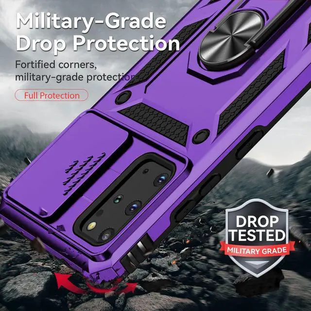 Alt view image 5 of 7 - for Samsung Galaxy S20 Plus Case with Camera Lens Cover HD Screen Protector, Military-Grade Drop Tested Magnetic Ring Holder Kickstand Protective Phone Case for Samsung Galaxy S20+ Plus 5G (Purple)
