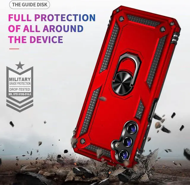 Alt view image 5 of 7 - for Samsung Galaxy A15 5G Case, Galaxy A15 5G Phone Case with HD Screen Protector[2 Pack], [Military Grade] 16ft. Drop Tested Shockproof Protective Cover with Magnetic Kickstand, Red