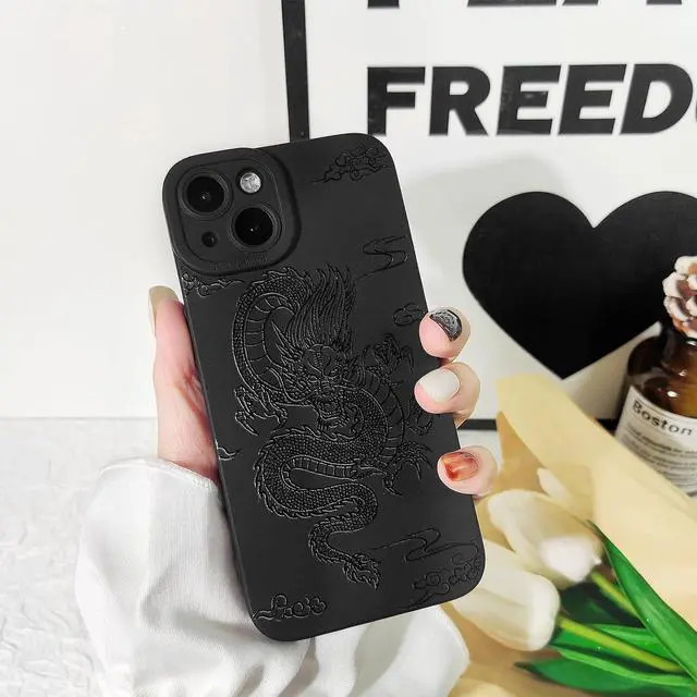 Alt view image 3 of 7 - Lovmooful Compatible for iPhone 15 Plus Case Cute Cool Dragon Black Design for Girls Women Soft TPU Shockproof Protective Girly for iPhone 15 Plus-Dragon