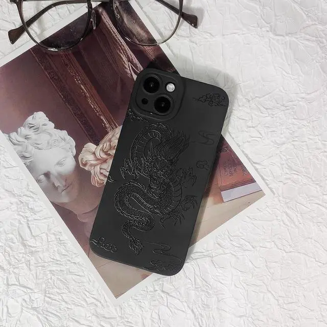 Alt view image 2 of 7 - Lovmooful Compatible for iPhone 15 Plus Case Cute Cool Dragon Black Design for Girls Women Soft TPU Shockproof Protective Girly for iPhone 15 Plus-Dragon