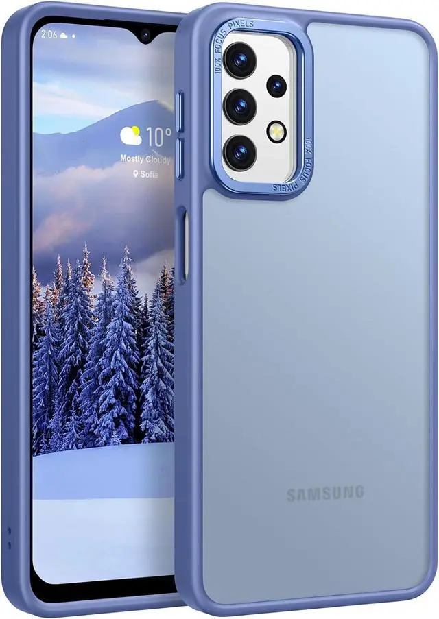 Main image of Rayboen for Samsung Galaxy A32 5G Case, Translucent Frosted Skin Feel Anti-Scratch Hard PC Back Soft Silicone Edge, Protective Shockproof Slim Fit Phone Cover for Samsung A32 5G, Matte Light Blue