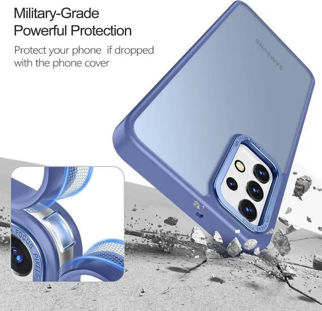 Alt view image 3 of 7 - Rayboen for Samsung Galaxy A32 5G Case, Translucent Frosted Skin Feel Anti-Scratch Hard PC Back Soft Silicone Edge, Protective Shockproof Slim Fit Phone Cover for Samsung A32 5G, Matte Light Blue