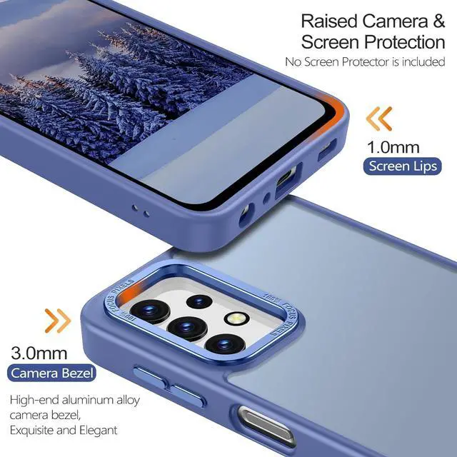 Alt view image 4 of 7 - Rayboen for Samsung Galaxy A32 5G Case, Translucent Frosted Skin Feel Anti-Scratch Hard PC Back Soft Silicone Edge, Protective Shockproof Slim Fit Phone Cover for Samsung A32 5G, Matte Light Blue