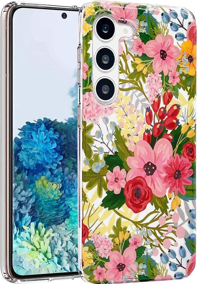 Alt view image 3 of 6 - J.west Design for Galaxy S22 Case 6.1", Modern Style Summer Cute Bouquet Floral Pattern with Garden Botanical Flowers Prints Slim Soft TPU Shockproof Cover Protective Phone Case for Women Girls