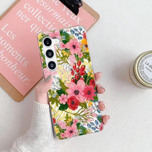 Alt view image 4 of 6 - J.west Design for Galaxy S22 Case 6.1", Modern Style Summer Cute Bouquet Floral Pattern with Garden Botanical Flowers Prints Slim Soft TPU Shockproof Cover Protective Phone Case for Women Girls