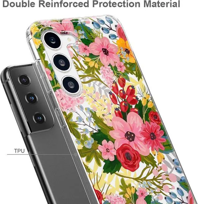 Alt view image 5 of 6 - J.west Design for Galaxy S22 Case 6.1", Modern Style Summer Cute Bouquet Floral Pattern with Garden Botanical Flowers Prints Slim Soft TPU Shockproof Cover Protective Phone Case for Women Girls