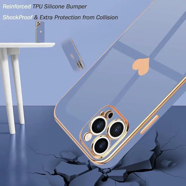 Alt view image 4 of 6 - Teageo Compatible with iPhone 14 Pro Max Case for Girl Women Cute Love-Heart Luxury Bling Soft Cover Raised Camera Protection Bumper Silicone Shockproof Phone Case for iPhone 14 Pro Max, Cool Grey