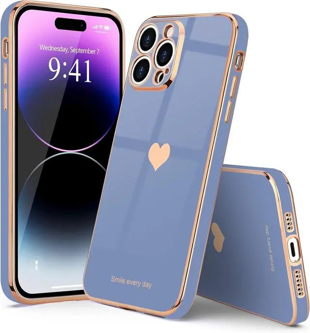 Alt view image 6 of 6 - Teageo Compatible with iPhone 14 Pro Max Case for Girl Women Cute Love-Heart Luxury Bling Soft Cover Raised Camera Protection Bumper Silicone Shockproof Phone Case for iPhone 14 Pro Max, Cool Grey