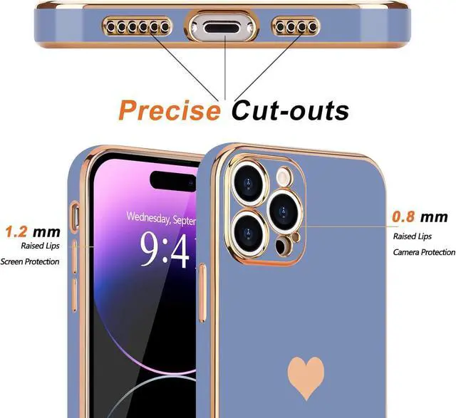 Alt view image 2 of 6 - Teageo Compatible with iPhone 14 Pro Max Case for Girl Women Cute Love-Heart Luxury Bling Soft Cover Raised Camera Protection Bumper Silicone Shockproof Phone Case for iPhone 14 Pro Max, Cool Grey