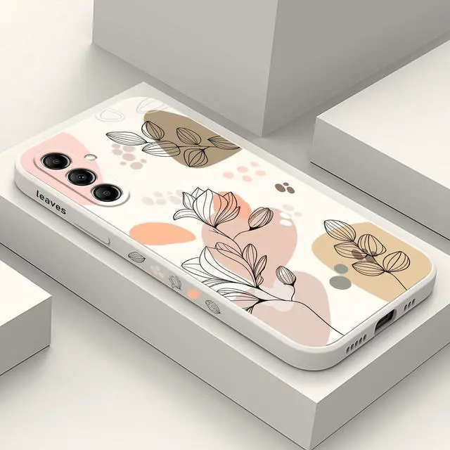 Main image of for Samsung Galaxy A15 5G Case, Creative Flower Pattern Design Soft Liquid Silicone A15 5G Phone Cover, Flocking Protection Inside for Samsung A15 5G Case-Morandi White