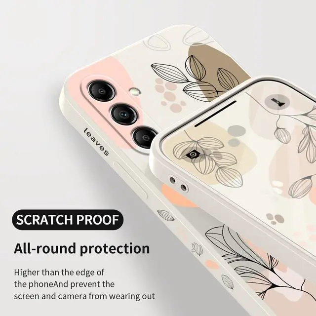 Alt view image 7 of 7 - for Samsung Galaxy A15 5G Case, Creative Flower Pattern Design Soft Liquid Silicone A15 5G Phone Cover, Flocking Protection Inside for Samsung A15 5G Case-Morandi White