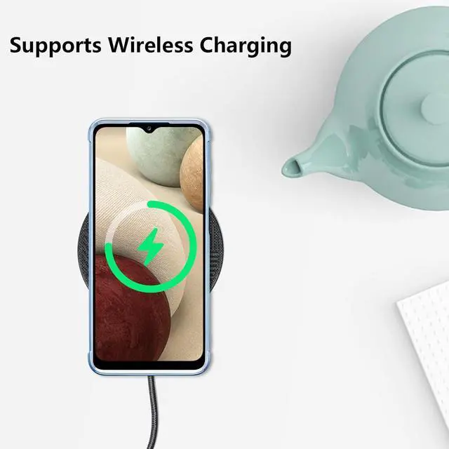 Alt view image 4 of 7 - ZTOFERA Designed for Samsung Galaxy A12 Case,Cute Plating Edge Love Hearts Pattern with Camera Lens Protection Phone Cover for Girls Women,Blue