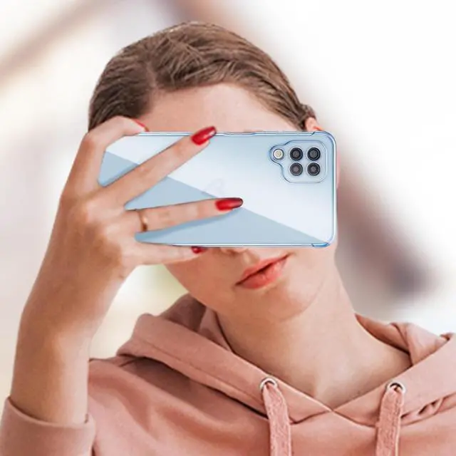 Alt view image 5 of 7 - ZTOFERA Designed for Samsung Galaxy A12 Case,Cute Plating Edge Love Hearts Pattern with Camera Lens Protection Phone Cover for Girls Women,Blue