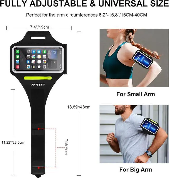 Alt view image 6 of 7 - Cell Phone Running Armband with Zipper Pocket Armband Case Running Holder for iPhone 16 Pro Max/15/14 Pro Max/13/12 /11 Pro Max/XS/XR,Galaxy S20 S10,Sweatproof Arm Band with Card/Key Bag