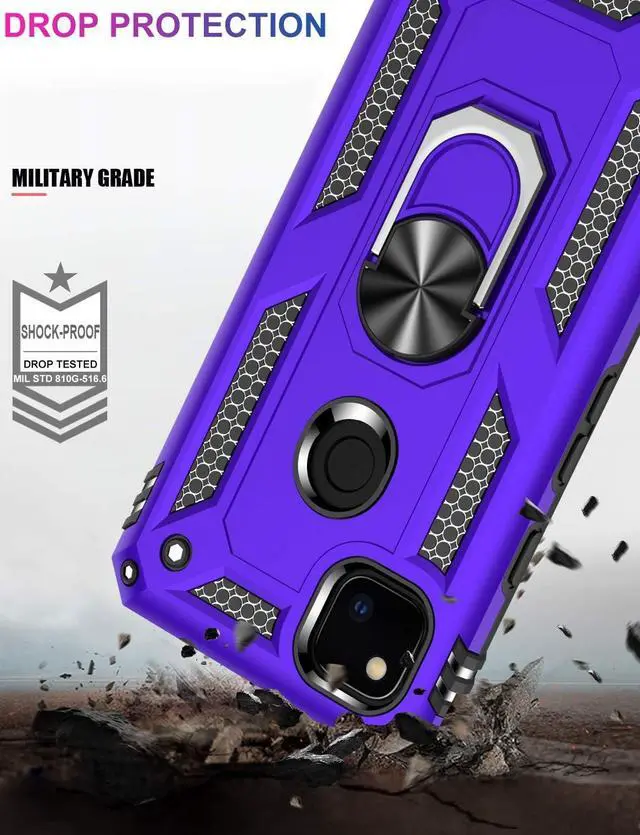 Alt view image 3 of 5 - LUMARKE for Google Pixel 4A Case with Screen Protector,Pass 16ft. Drop Tested Military Grade Protective Phone Cover with Magnetic Ring Kickstand Compatible with Car Mount Holder Purple