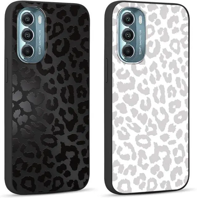 Main image of 2 Pack Cute Cheetah Print for Motorola Moto G Stylus 5G20226.8" Phone Case,Leopard Pattern Design Cases Soft Silicone Slim TPU Shockproof Protective Bumper Cover for Women Girls-Black & White