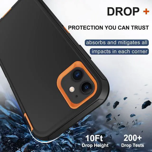 Alt view image 4 of 7 - for iPhone 11 Case with Belt Clip Holster, 2 x Screen Protector, [Military Grade] Heavy Duty Full Body Shockproof Dust-Proof Drop Proof Rugged Protective Cover for Apple iPhone 11 Orange