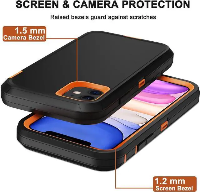 Alt view image 5 of 7 - for iPhone 11 Case with Belt Clip Holster, 2 x Screen Protector, [Military Grade] Heavy Duty Full Body Shockproof Dust-Proof Drop Proof Rugged Protective Cover for Apple iPhone 11 Orange