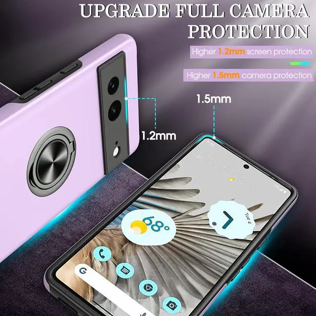 Alt view image 3 of 7 - for Pixel 7 Case with HD Screen Protector,Shockproof for Google Pixel 7 Phone Case with 360° Magnetic Ring Holder Kickstand Phone Case for Google Pixel 7,Purple