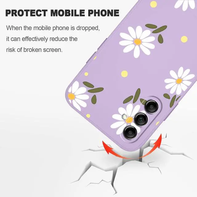 Alt view image 4 of 7 - for Samsung Galaxy A14 5G Case, Flowers Butterfly Soft Liquid Silicone Protective for Galaxy A14 5G Phone Cover, Daisy Purple