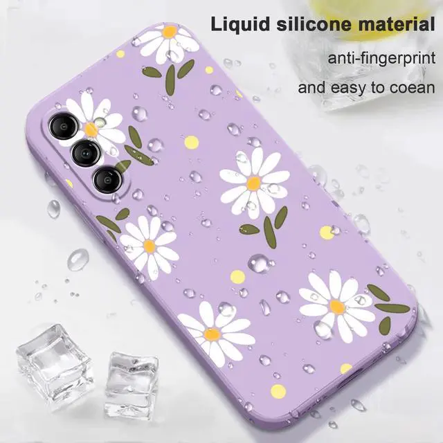 Alt view image 6 of 7 - for Samsung Galaxy A14 5G Case, Flowers Butterfly Soft Liquid Silicone Protective for Galaxy A14 5G Phone Cover, Daisy Purple