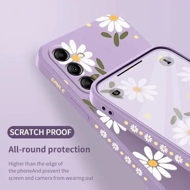 Alt view image 7 of 7 - for Samsung Galaxy A14 5G Case, Flowers Butterfly Soft Liquid Silicone Protective for Galaxy A14 5G Phone Cover, Daisy Purple
